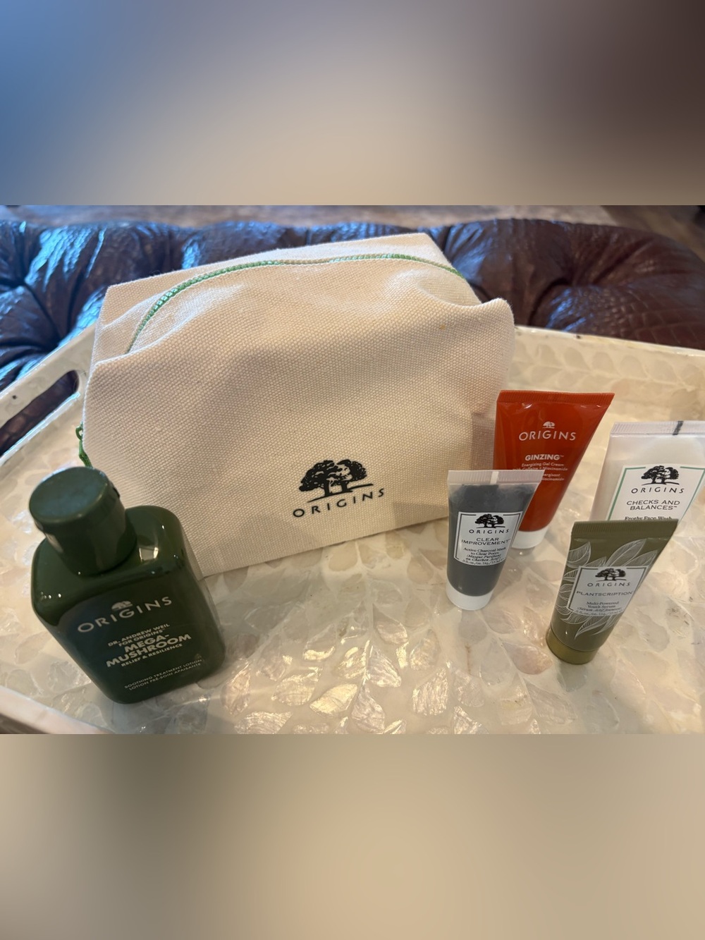 Origins Best Sellers Travel Kit Canvas Cosmetic Bag with Skincare Minis